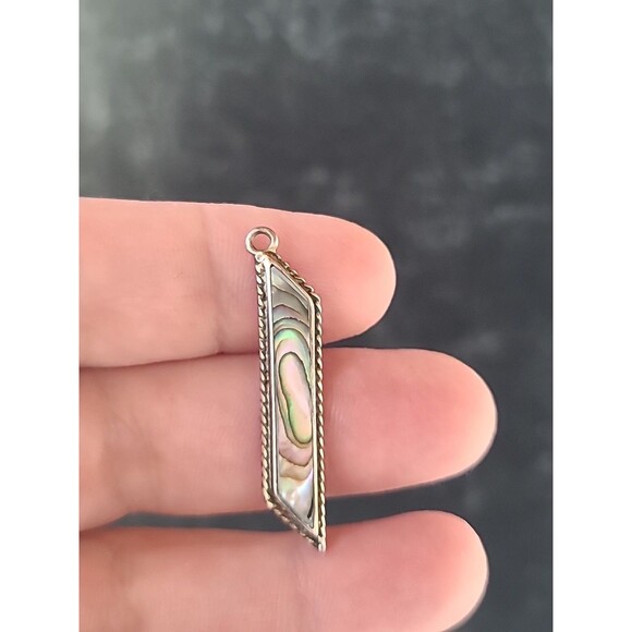 Alpaca Mexico Abalone Shell Pendant Vintage - Picture 1 of 10